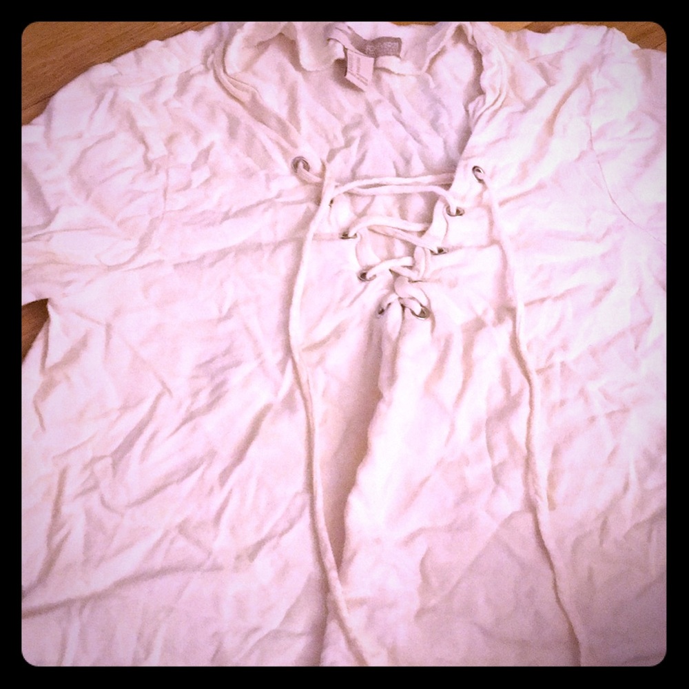 White laceup long sleeve